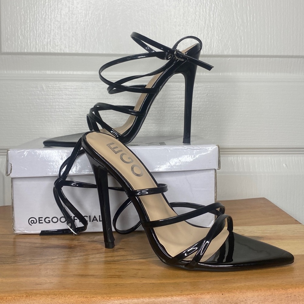 Black Ankle Wrap Heels